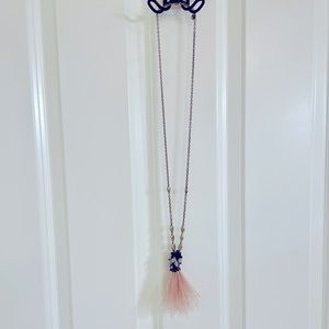 Pink feather statement necklace